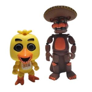 Funko FNAF El Chip Action Figure & Chica Pop Vinyl Figure Lot Pizzeria Simulator